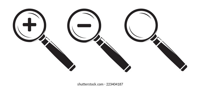 Magnifying glass icon set isolated on white background. VECTOR art.