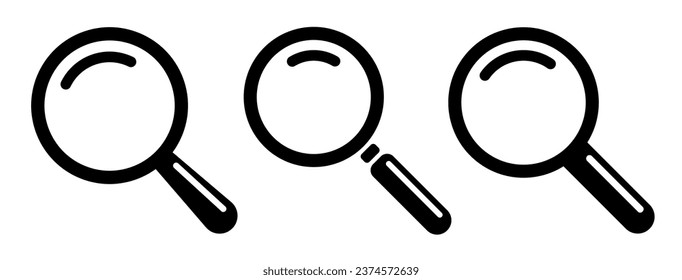 Magnifying glass icon set isolated. Search icon. Magnifier vector simbol. Stock vector