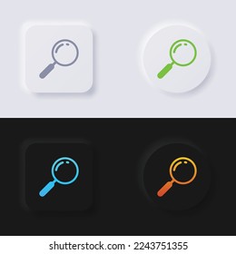 Magnifying Glass icon set, Multicolor neumorphism button soft UI Design for Web design, Application UI and more, Button, Vector.