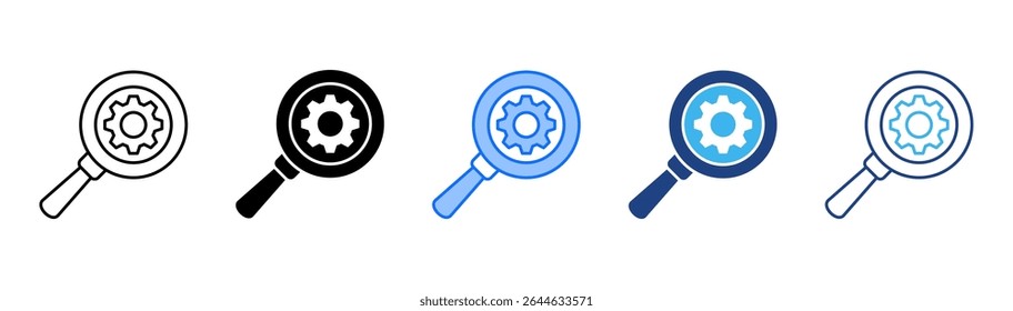Magnifying Glass icon set multiple style collection