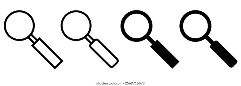 Magnifying glass icon set. Search icons. Loupe. Magnifying glass icon, search icon Vector Illustration, Magnifying glass set, Zoom symbol, zoom lens sign, scan search symbol isolated, 