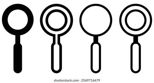 Magnifying glass icon set. Search icons. Loupe. Magnifying glass icon, search icon Vector Illustration, Magnifying glass set, Zoom symbol, zoom lens sign, scan search symbol isolated, 