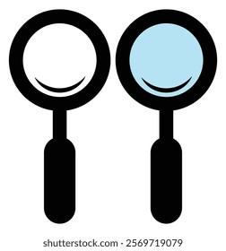 Magnifying Glass icon set. Search sign. Vector magnifying glass icon with reflection. magnifying glass symbol, search icon clip art , zoom in and zoom out symbol, Magnifying glass sign. Design Eps 10.