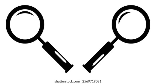 Magnifying Glass icon set. Search sign. Vector magnifying glass icon with reflection. magnifying glass symbol, search icon clip art , zoom in and zoom out symbol, Magnifying glass sign. Design Eps 10.