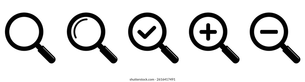 Magnifying glass icon set. Search icon Set. Zoom, Search, Find icon. Vector illustration