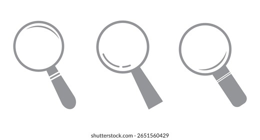 Magnifying glass icon set. Search and research icon vector with variety design. Magnifying glass symbol. Eps 10