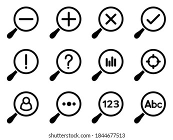 Magnifying glass icon set - vector illustration .