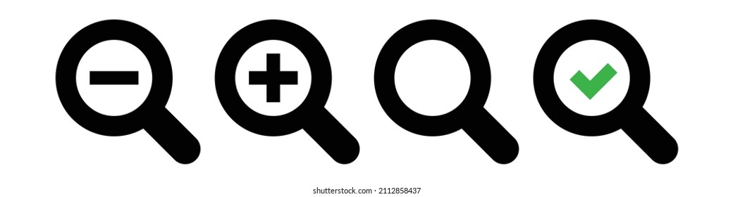Magnifying glass icon set. Vector.
