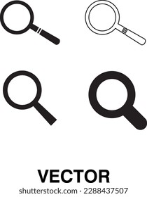 Icono de lupa conjunto de imágenes vectoriales sobre fondo blanco 