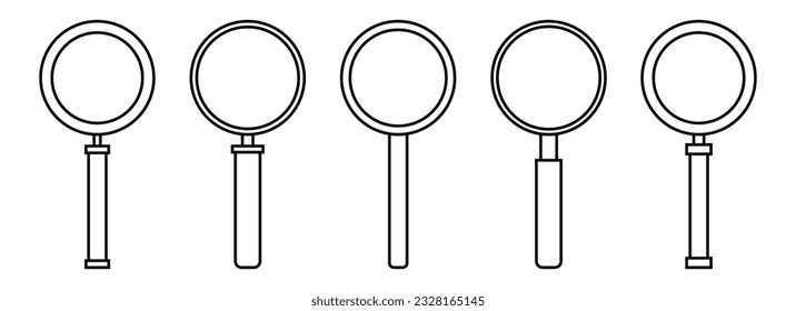 Icono de vidrio de aumento conjunto de ilustración vectorial