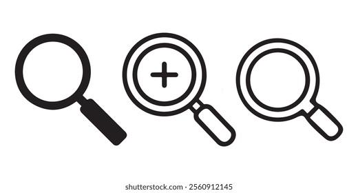 magnifying glass icon set vector on white background	
