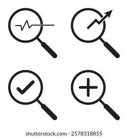 Magnifying glass icon. Magnifying glass set. Zoom symbol. Vector Illustration.