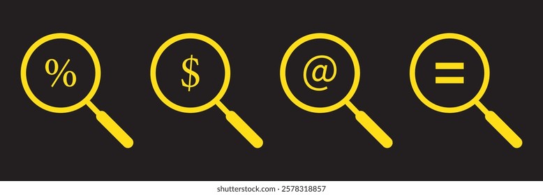 Magnifying glass icon. Magnifying glass set. Zoom symbol. Vector Illustration.