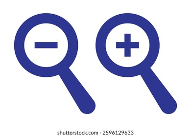 Magnifying glass icon. Magnifying glass set. Zoom symbol. Vector Illustration. zoom in , zoom out icon.