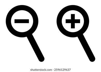 Magnifying glass icon. Magnifying glass set. Zoom symbol. Vector Illustration. zoom in , zoom out icon.