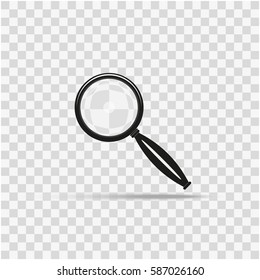 Magnifying glass icon with shadow on the background of isolation. Vector illustration
