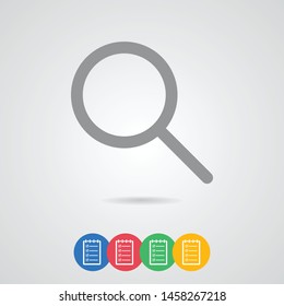 A magnifying glass icon in simple design. The icon of search and a loupe. An illustration of a magnifying glass. A searching sign.