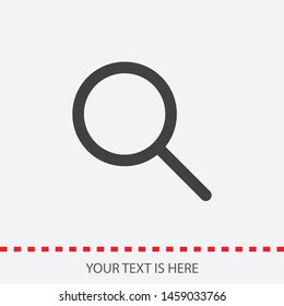 A magnifying glass icon in simple design. The icon of search and a loupe. An illustration of a magnifying glass. A searching sign.