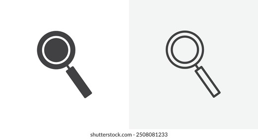 Magnifying glass icon in solid and outlined style