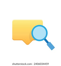 Icono de cristal de ampliación y burbuja de voz como diseño de interfaz de usuario para la actividad de búsqueda. Ilustración vectorial.