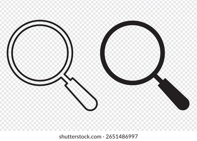 Magnifying glass icon symbol. Search bar design element. Loupe sign isolated. Searching Icons, Zoom Icons With transparent background Vector.