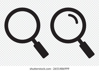 Magnifying glass icon symbol. Search bar design element. Loupe sign isolated. Searching Icons, Zoom Icons With transparent background Vector.