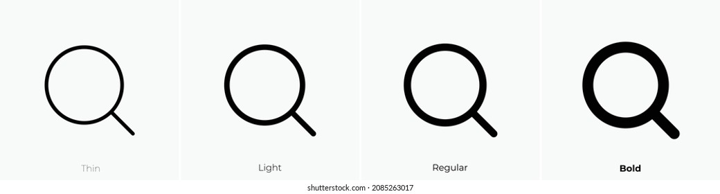 magnifying glass icon. Thin, Light Regular And Bold style design isolated on white background