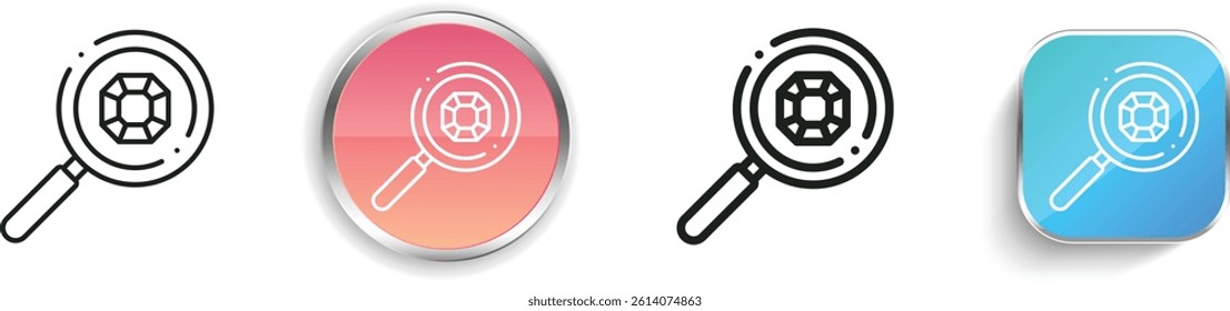 magnifying glass icon. Thin Linear, Regular and Button Style Design Isolated On White Background