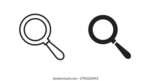 Magnifying glass icon in thin stroke and flat style.