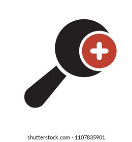 Magnifying glass icon, Tools and utensils icon with add sign. Magnifying glass icon and new, plus, positive symbol. Vector illustration