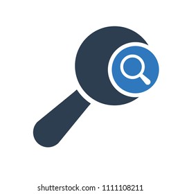 Magnifying glass icon, Tools and utensils icon with research sign. Magnifying glass icon and explore, find, inspect symbol. Vector illustration