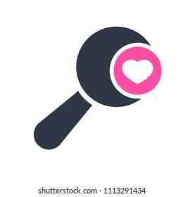 Magnifying glass icon, Tools and utensils icon with heart sign. Magnifying glass icon and favorite, like, love, care symbol. Vector illustration