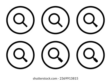 Gläserner Gläsersymbol, Vektorgrafik in Kreislinie. Symbol für Suchloupe