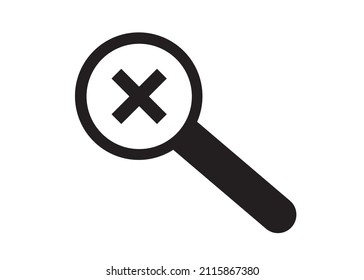 vector de icono de lupa, icono de error, marca de verificación, icono de búsqueda, ilustración vectorial, negro