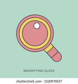 Magnifying glass icon vector flat style for search. solid color with outline concept.