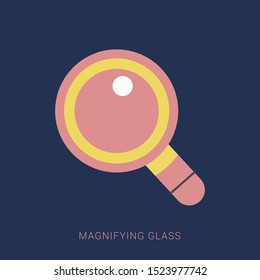 Magnifying glass icon vector flat style for search. Minimal flat icon