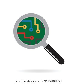icono de lupa de vidrio vectorial estilo plano para búsqueda, enfoque y zoom, ilustración.