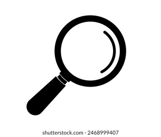 Magnifying glass icon vector illustration, lens icon with reflection in flat style. Magnifier tool symbol isolated on white background.  magnifier glass symbol design for Web, UI, mobile app