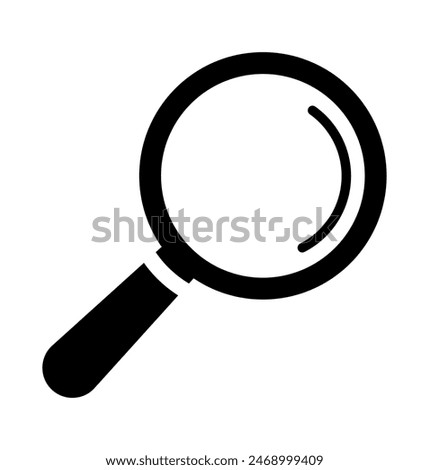 Magnifying glass icon vector illustration, lens icon with reflection in flat style. Magnifier tool symbol isolated on white background.  magnifier glass symbol design for Web, UI, mobile app