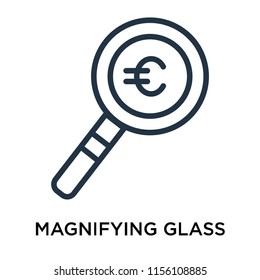 Magnifying glass icon vector isolated on white background, Magnifying glass transparent sign , linear pictogram or outline logo design in lined style