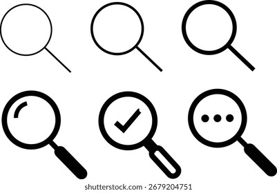 Vector de lupa aislado de fondo blanco. signo de lupa con marca de verificación, lupa o lupa, Vector de lupa,
