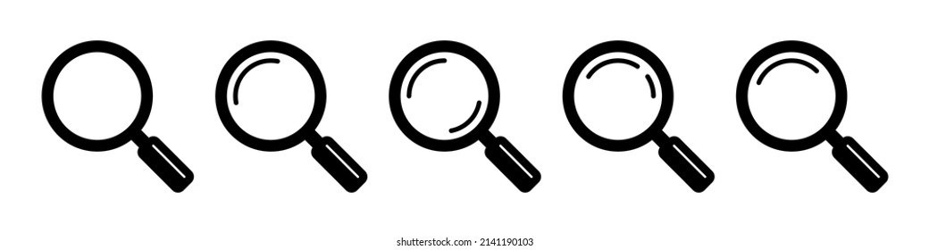 Magnifying glass icon, vector magnifier or loupe sign. Search icon.