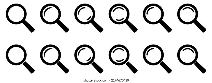 Magnifying glass icon, vector magnifier or loupe sign. Search icon.