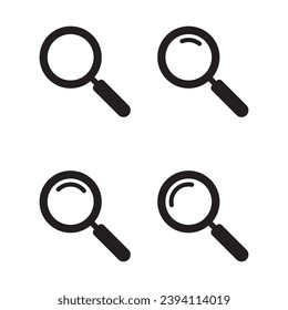 Magnifying glass icon, vector magnifier or loupe sign. Web search icon.