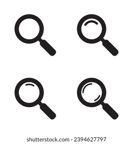 Magnifying glass icon, vector magnifier or loupe sign. Web search icon.