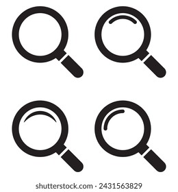 Magnifying glass icon, vector magnifier or loupe sign. Web search icon.