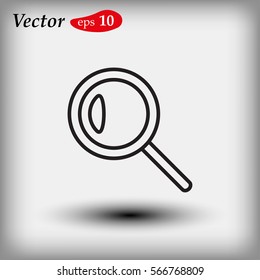 Magnifying glass icon, vector magnifier or loupe sign.