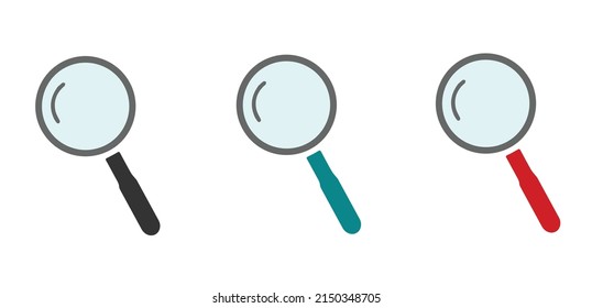 Magnifying glass icon vector in three different styles. Search concept icon vector illustration in flat modern design.