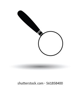 Magnifying glass icon. White background with shadow design. Vector illustration.