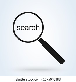 magnifying glass icon, zoom and search symbol. flat vector graphic on isolated background